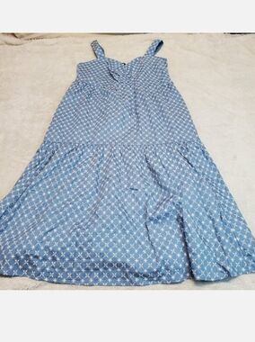 Kittenish Blue White‎ Embroidered Boho Cinched Feminine Milkmaid Maxi Dress XXL